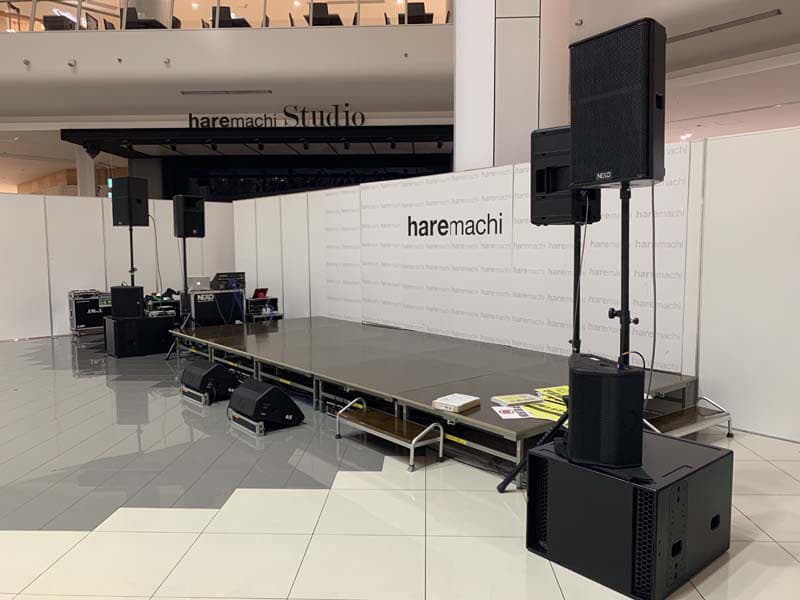 イオンモール岡山でのイベントの音響設置画像