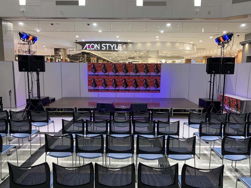 イオンモールでのイベントの音響設置画像